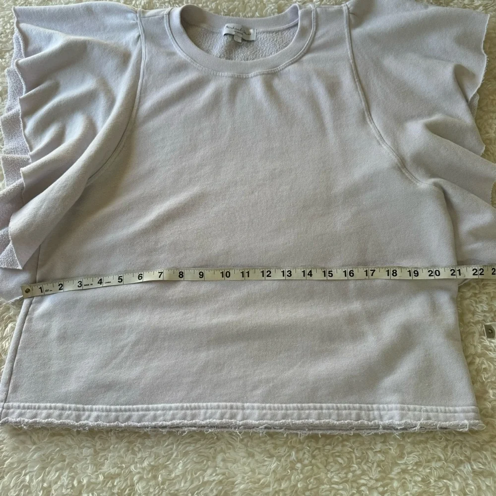 Michael Stars sweatshirt cascading ruffle short sleeve French terry top size L - Picture 5 of 11